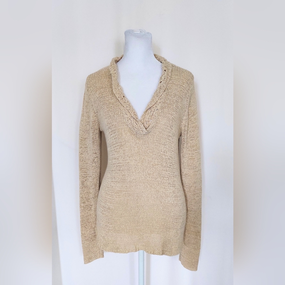 Willi Smith Cowl Neck Long Sleeve Knit Sweater Beige Size Small